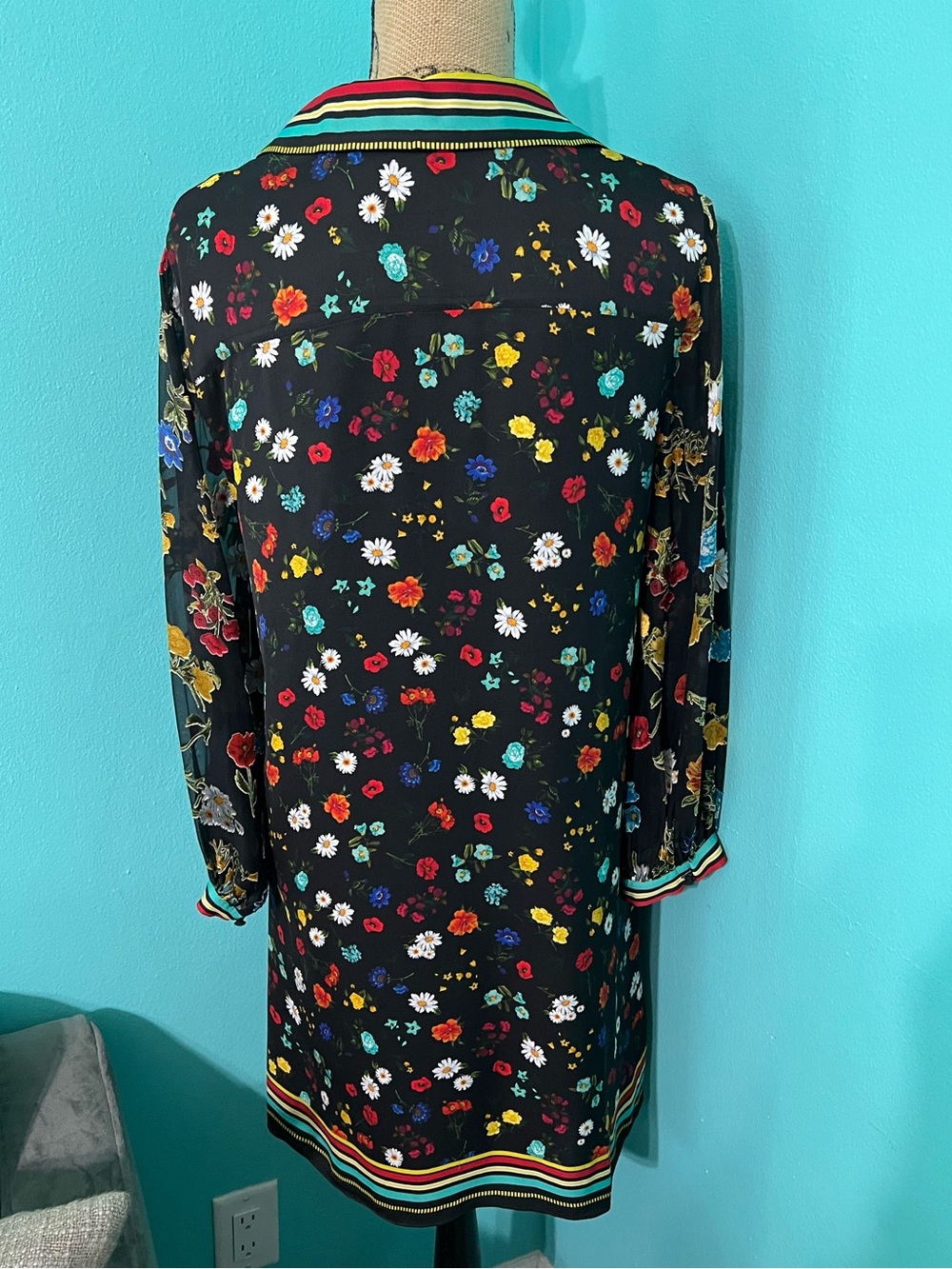 EUC Alice + Olivia Lalita Tropical Floral Print Lined Mini Dress Size Large - Picture 5 of 10